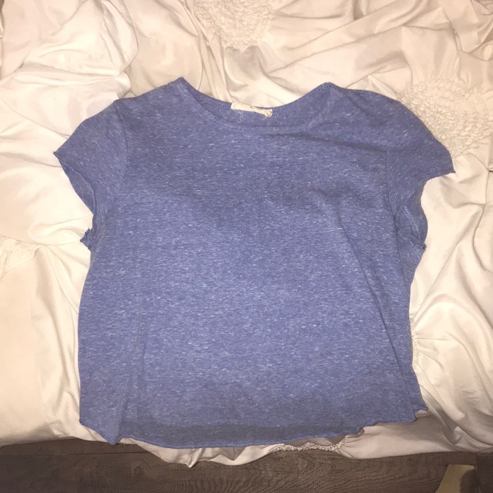 blue crop top shirt